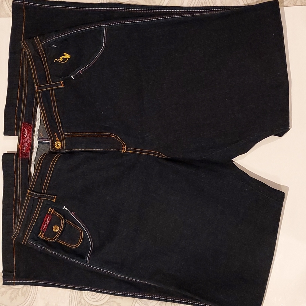 NWOT Women's Baby Phat Embroidered Logo Wide Flare Leg Jeans Size 16